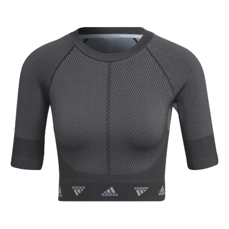 (WMNS) adidas AEROKNIT Training T-Shirt 'Grey' HD9566 sold by KicksCrew