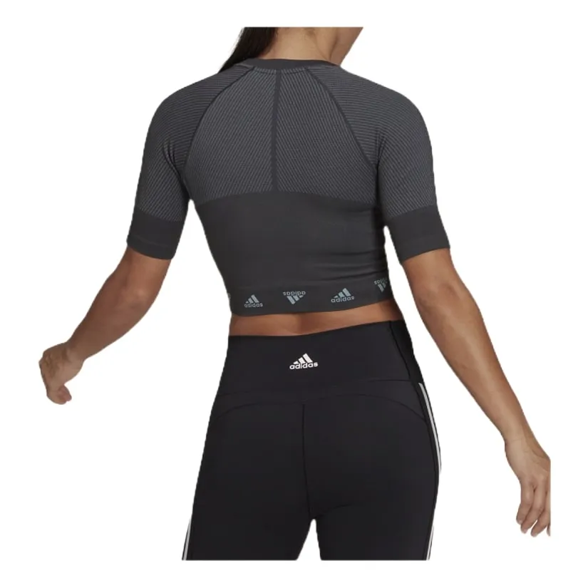 (WMNS) adidas AEROKNIT Training T-Shirt 'Grey' HD9566 sold by KicksCrew product image thumbnail 3