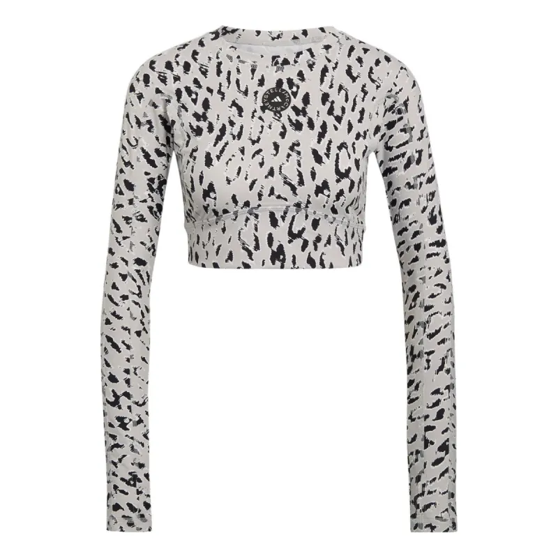 (WMNS) adidas by Stella McCartney TrueStrength Long Sleeve Cropped Top 'White Black' HC6851 sold by KicksCrew