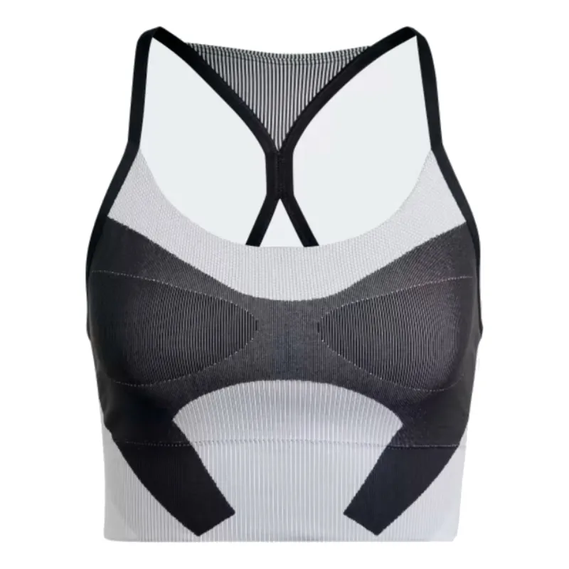 (WMNS) adidas by Stella McCartney TrueStrength Yoga Knit Light-Support Bra 'Black White' HM3883 sold by KicksCrew