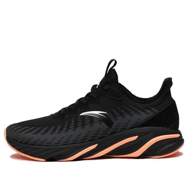 (WMNS) ANTA Leather Running Shoes 'Black Orange White' 122045522-6 sold by KicksCrew