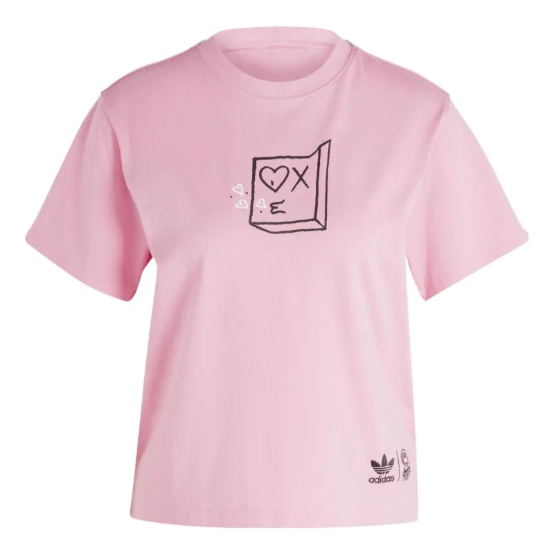 (WMNS) adidas Andre Saraiva T-Shirt 'Pink Black White' HZ9003 sold by KicksCrew