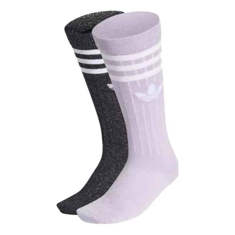 (WMNS) adidas Full Glitter Crew Socks 2 Pairs 'Purple Black' GN3065 sold by KicksCrew