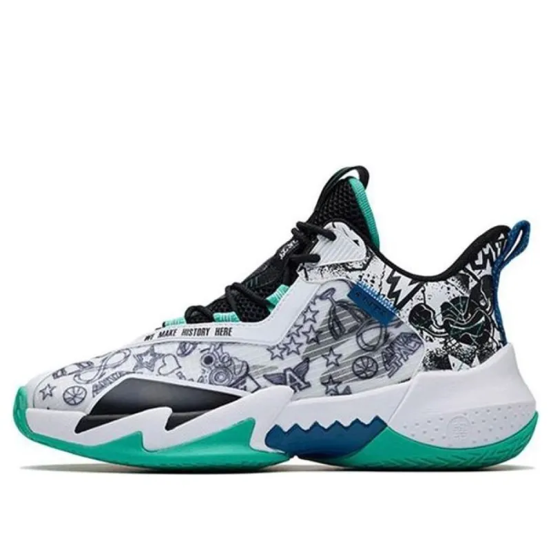 (GS) ANTA Mid Top Basketball Shoes 'White Black Green' 312231117-2 sold by KicksCrew