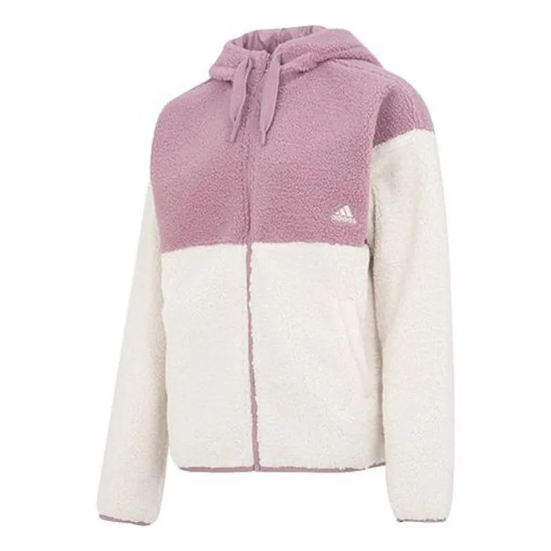 (WMNS) adidas BOS Fleece Jacket 'Purple White' HN0670 sold by KicksCrew