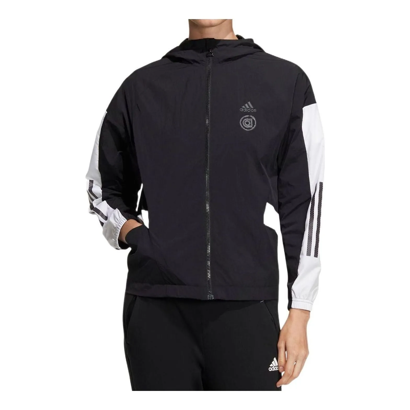 (WMNS) adidas UST Woven Jacket 'Black White' HM5276 sold by KicksCrew product image thumbnail 2