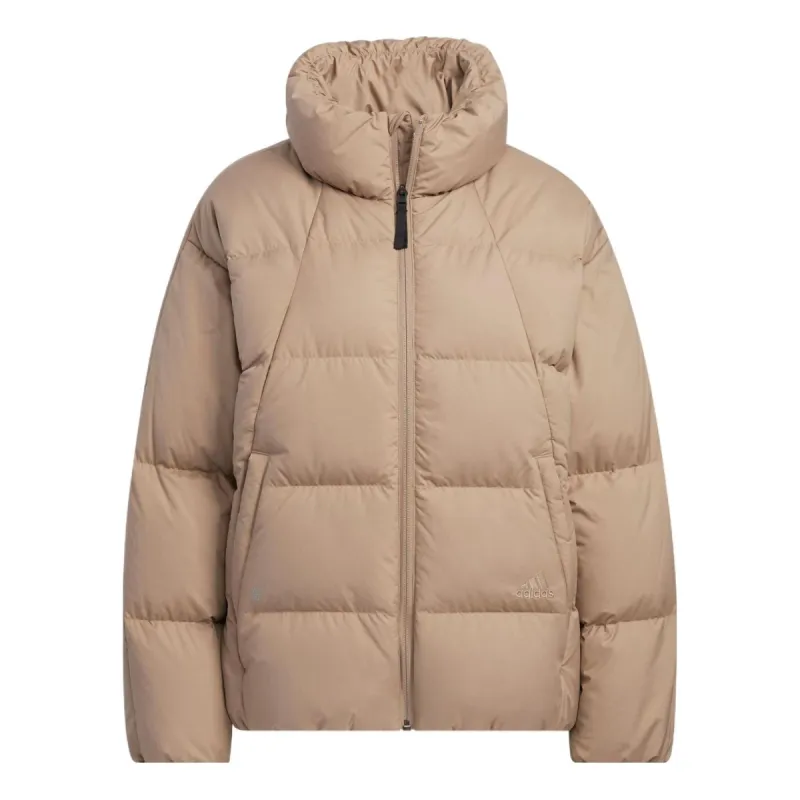 (WMNS) adidas 3-Stripes Puffy Down Jacket 'Brown' HN2111 sold by KicksCrew