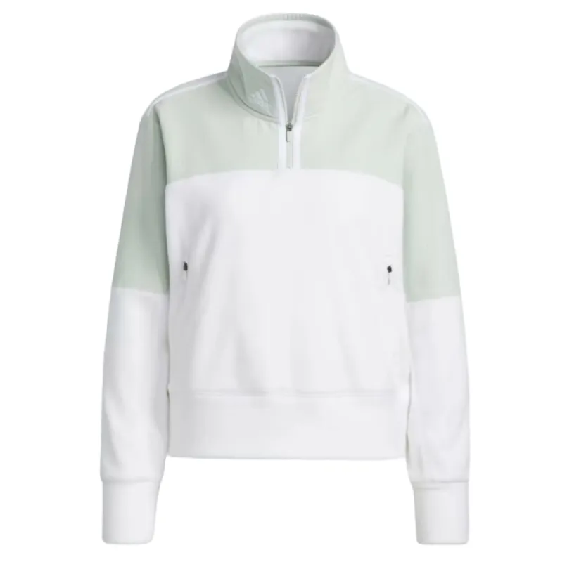 (WMNS) adidas 1/4-Zip Fleece Jacket 'White' HS6664 sold by KicksCrew