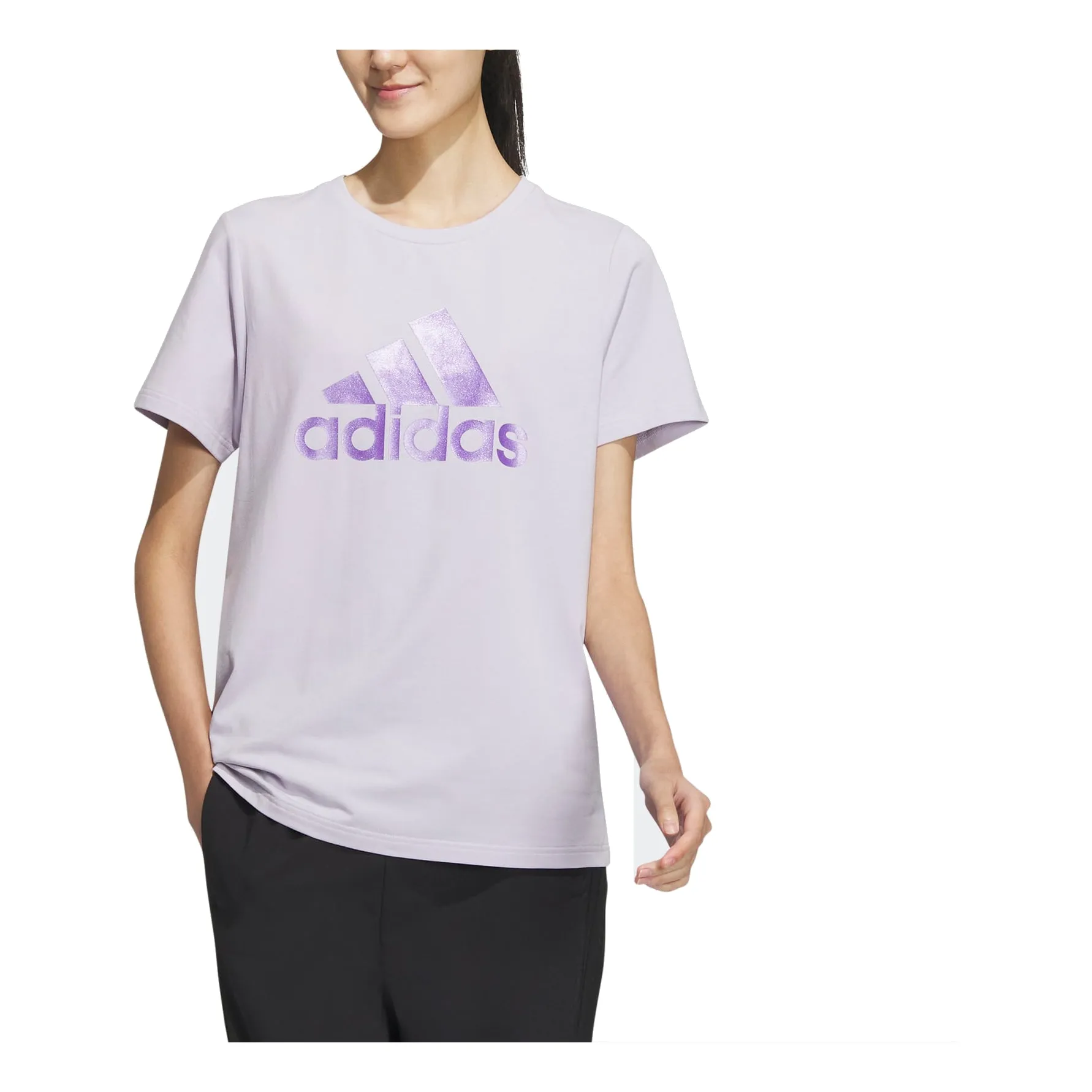 (WMNS) adidas Must Haves Badge Of Sport T-Shirt 'Purple' HY2877 sold by KicksCrew product image thumbnail 2