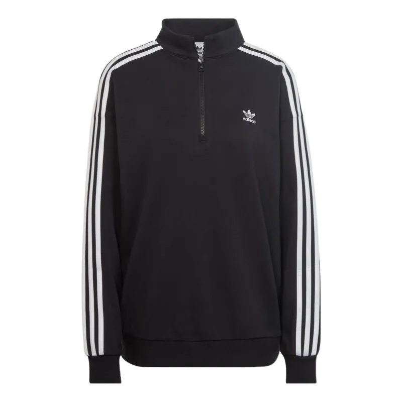 (WMNS) adidas adicolor Trefoil Quarter-Zip Sweatshirt 'Black White' II6087 sold by KicksCrew