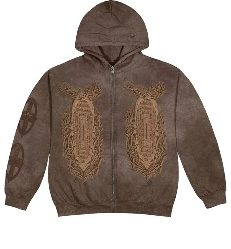 Travis Scott Cactus Jack UTOPIA God's Country Zip Hoodie 'Brown' TSUT-HZ29 sold by KicksCrew