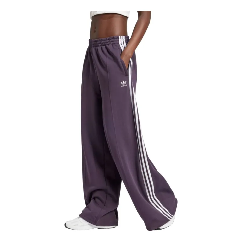 (WMNS) adidas 3-Stripes Loose French Terry Wide Leg Pants 'Aurora Black' IW3177 sold by KicksCrew