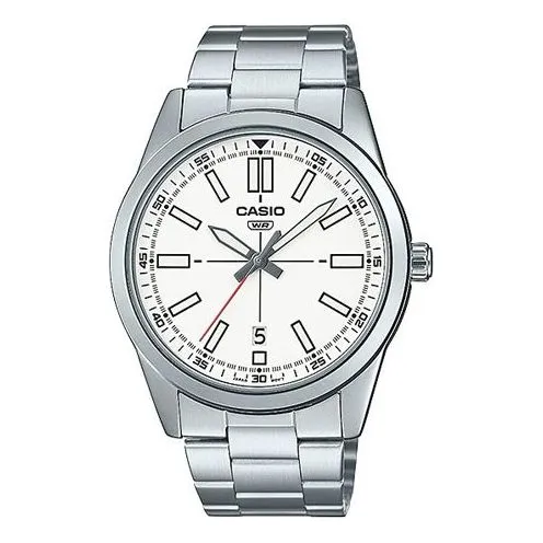 Casio Dress Pointer Display Analog Watch 'Silver White' MTP-VD02D-7E sold by KicksCrew