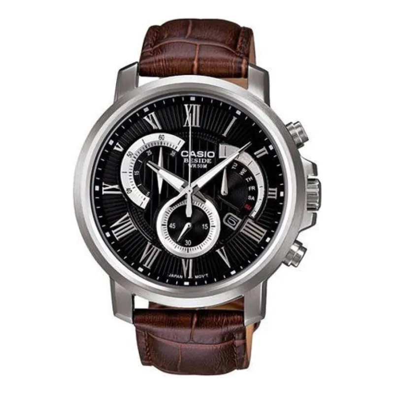 Casio Enticer Waterproof Leather Strap Analog Watch 'Brown Black' BEM-506BL-1AVDF sold by KicksCrew