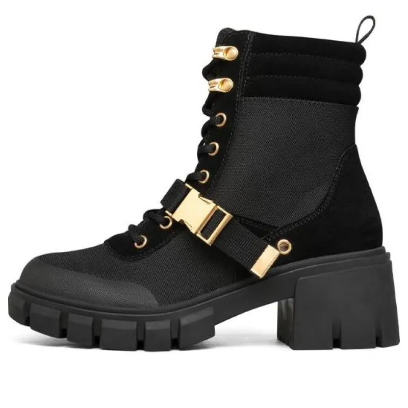 (WMNS) Skechers Top Notch Martin Boots Black/Gold 167052-BKGD sold by KicksCrew