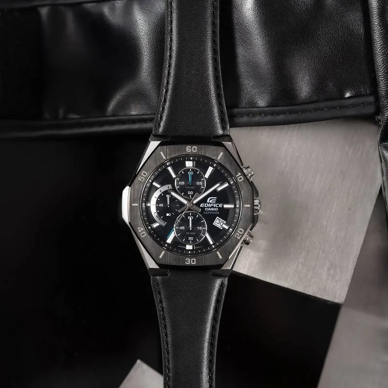 Men's CASIO Edifice Fashion Business Classic Three Eyes Octagonal Dial Black Watch Mens Analog EFB-680BL-1AVUPR sold by KicksCrew product image thumbnail 5