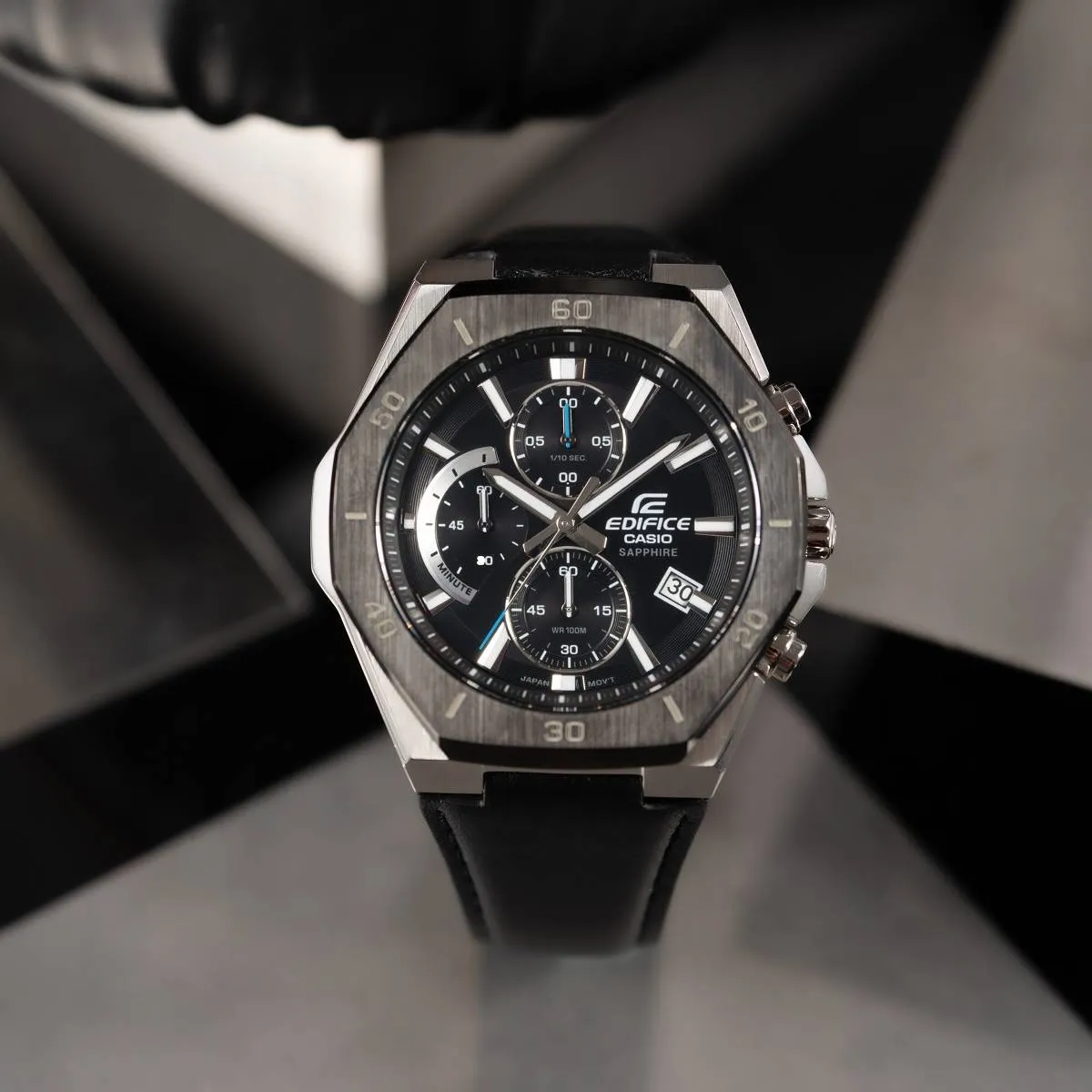 Men's CASIO Edifice Fashion Business Classic Three Eyes Octagonal Dial Black Watch Mens Analog EFB-680BL-1AVUPR sold by KicksCrew product image thumbnail 2