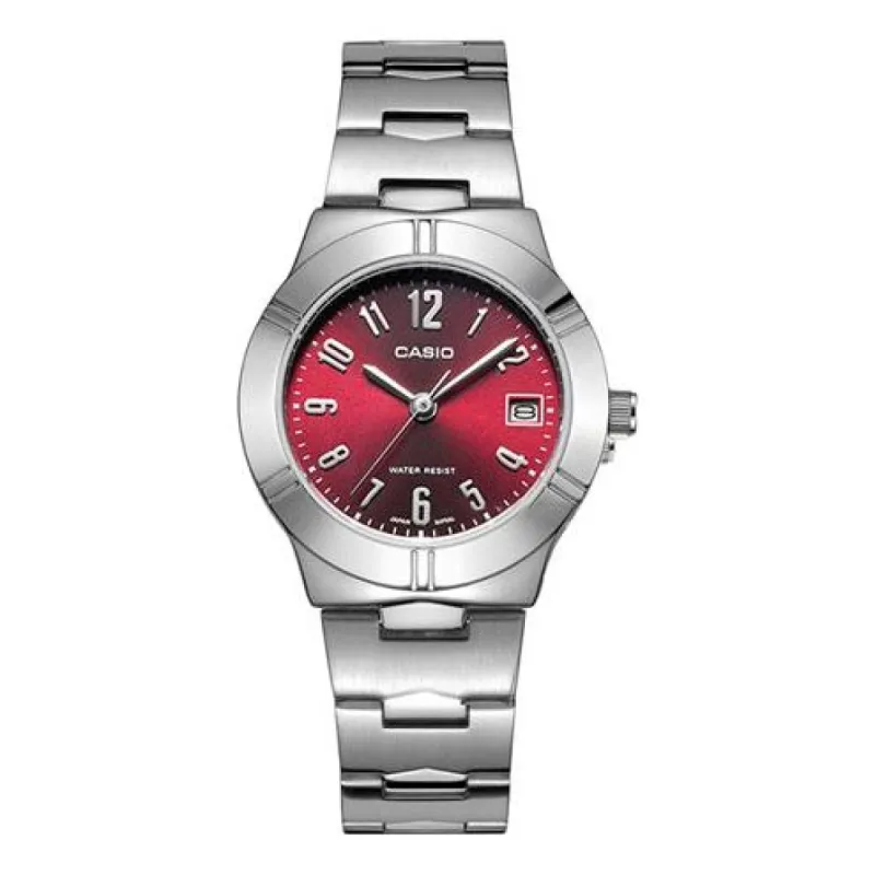CASIO STANDARD Quartz Silver/Red Waterproof Analog LTP-1241D-4A2 sold by KicksCrew