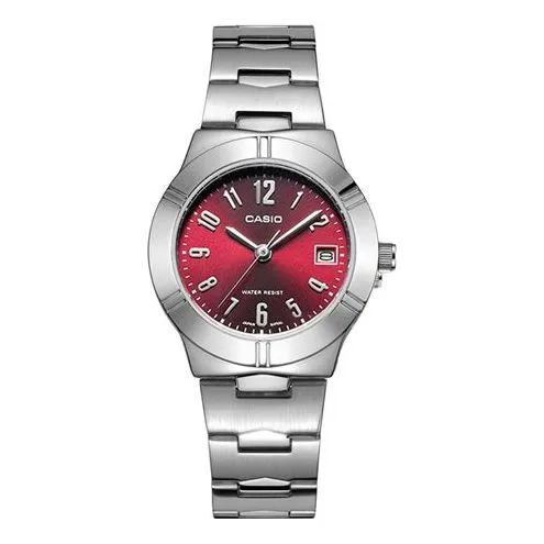 CASIO STANDARD Quartz Silver/Red Waterproof Analog LTP-1241D-4A2 sold by KicksCrew