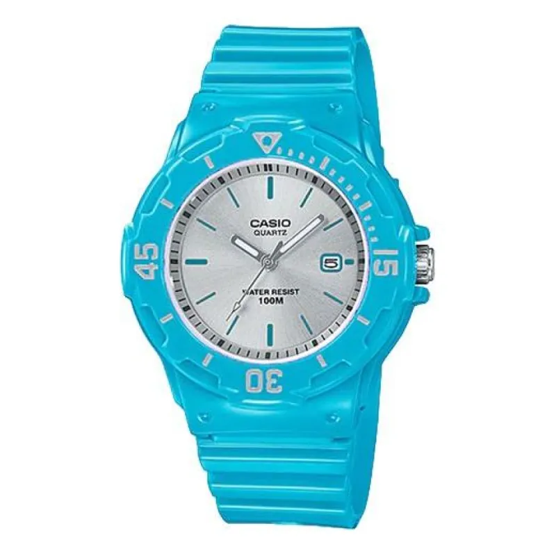CASIO Quartz Waterproof Silver Surface Blue Resin Case Strap Watch Analog LRW-200H-2E3 sold by KicksCrew