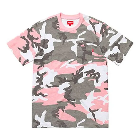 Supreme Pocket Tee Pink Camo Camouflage Short Sleeve Unisex 'Pink Gray' SUP-SS18-350 sold by KicksCrew