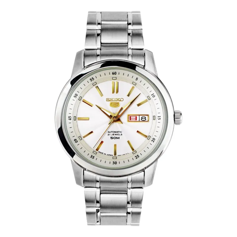 Men's SEIKO No. 5 Mechanical Business Casual Automatic Watch Gold SNKM85J1 sold by KicksCrew