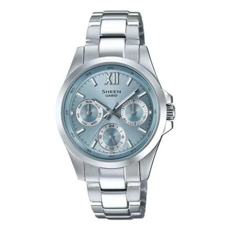 CASIO SHEEN Series Waterproof Quartz Silver/Blue Sapphire Crystal Analog SHE-3512D-2AUPR sold by KicksCrew