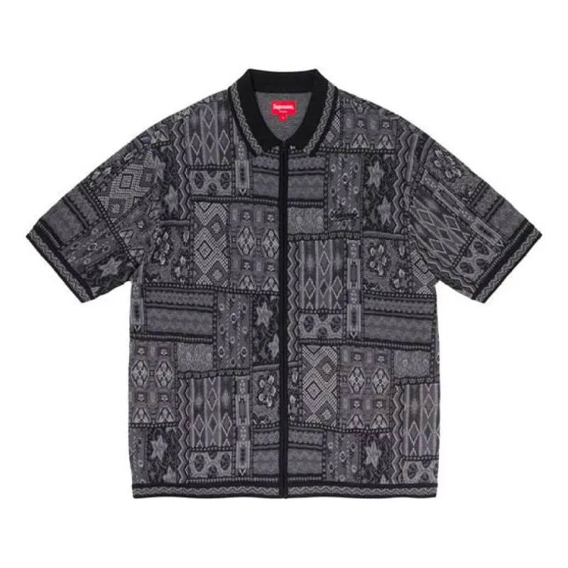 Supreme SS20 Week 15 Patchwork Knit Zip Up Polo Polo 'Black' SUP-SS20-697 sold by KicksCrew