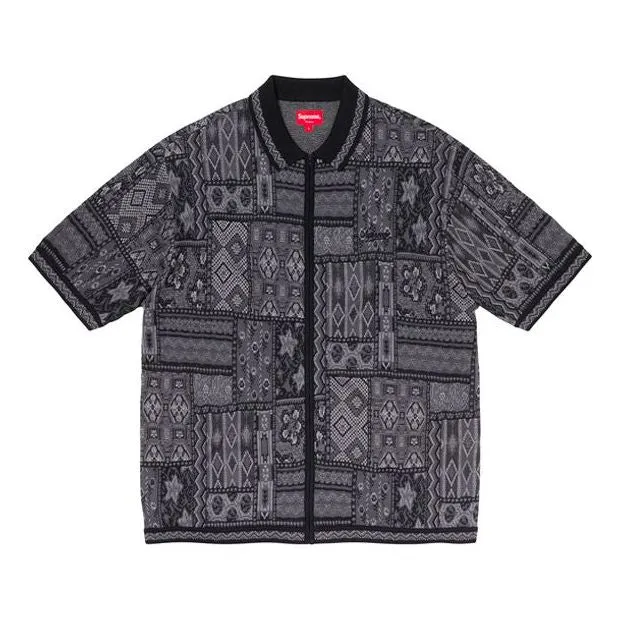 Supreme SS20 Week 15 Patchwork Knit Zip Up Polo Polo 'Black' SUP-SS20-697 sold by KicksCrew