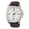 Men's CASIO Silver Waterproof Sports Quartz Leather Strap Date Display Watch Mens Analog MTP-1314L-7A sold by KicksCrew