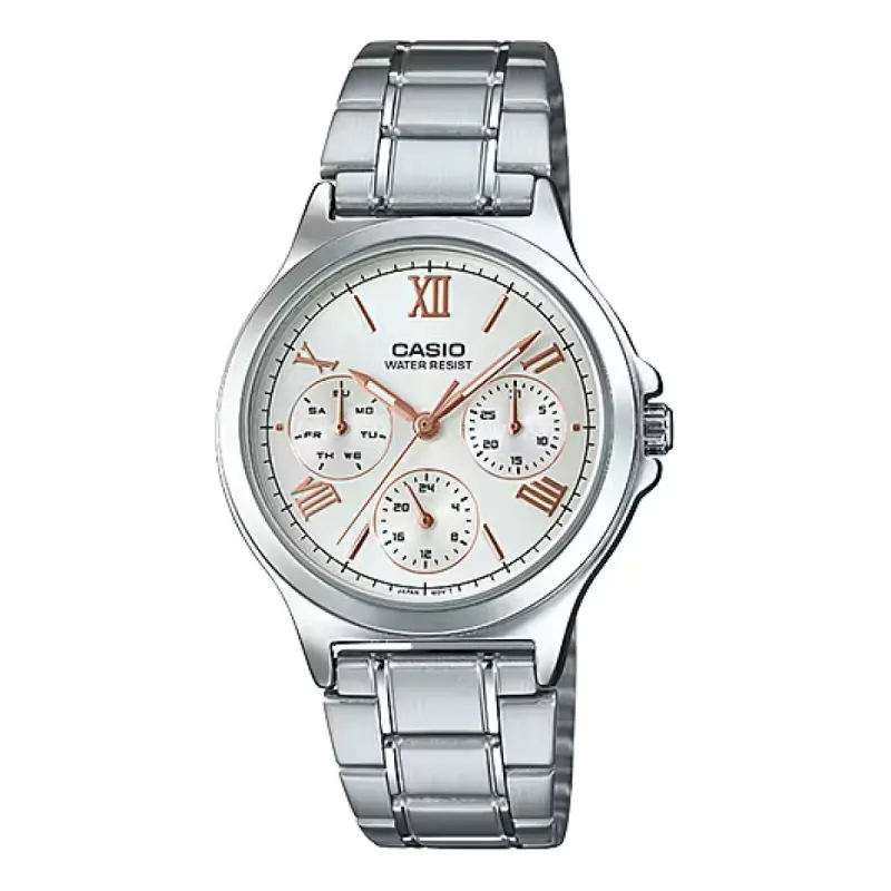 Casio Dress Business Casual Analog Watch 'Silver White Pink' LTP-V300D-7A2 sold by KicksCrew