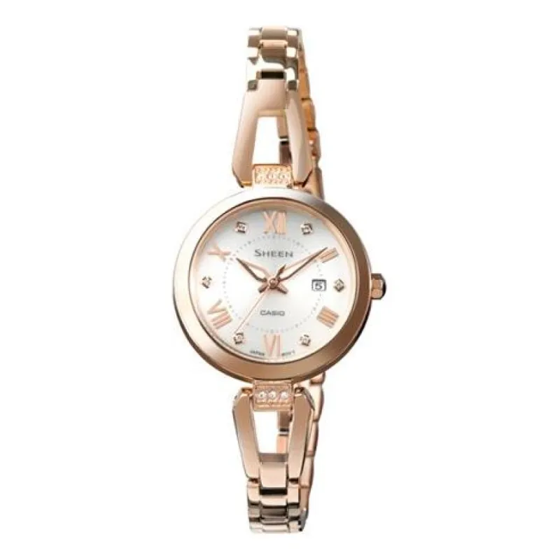 CASIO SHEEN Series Stylish Simplicity Temperament Swarovski Crystal Peach Gold SHS-4526CG-4A Watch Analog SHS-4526CG-4AUPR sold by KicksCrew