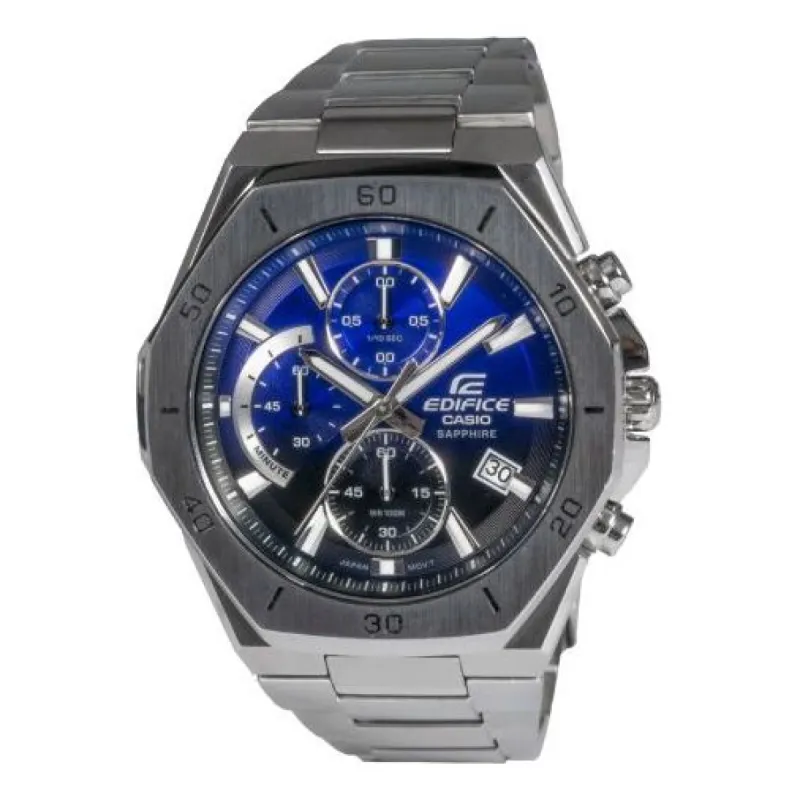 Men's CASIO Edifice Fashion Business Classic Three Eyes Octagonal Dial Blue Watch Mens Analog EFB-680D-2AVUPR sold by KicksCrew