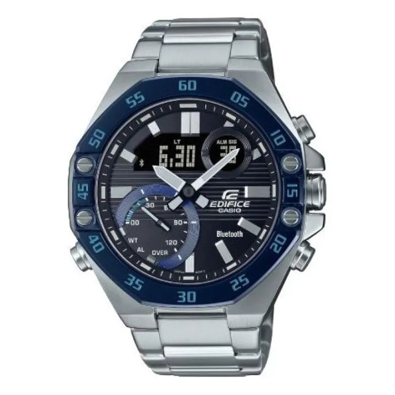 Men's CASIO EDIFICE Series Classic Solar Powered Business Waterproof Blue Watch Mens Analog/Digital Combo ECB-10YDB-1BPR sold by KicksCrew