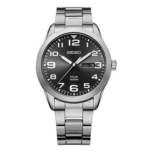 Men's SEIKO Solar Energy Black Steel strip Business waterproof Watch SNE471J1 sold by KicksCrew
