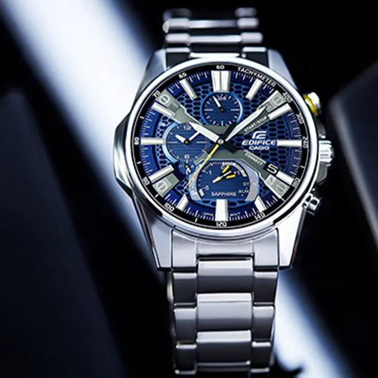 Casio Edifice Classic Solar Powered Analog Watch 'Blue Silver' EQB-1200YD-2APR sold by KicksCrew product image thumbnail 3