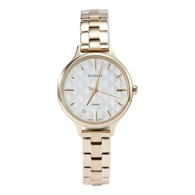 CASIO SHEEN Series Minimalistic 3D Rhombus 3D Dial Business Rose Gold SHE-4545G-7AUPR-person Watch Analog SHE-4545G-7AUPR-PERSON sold by KicksCrew