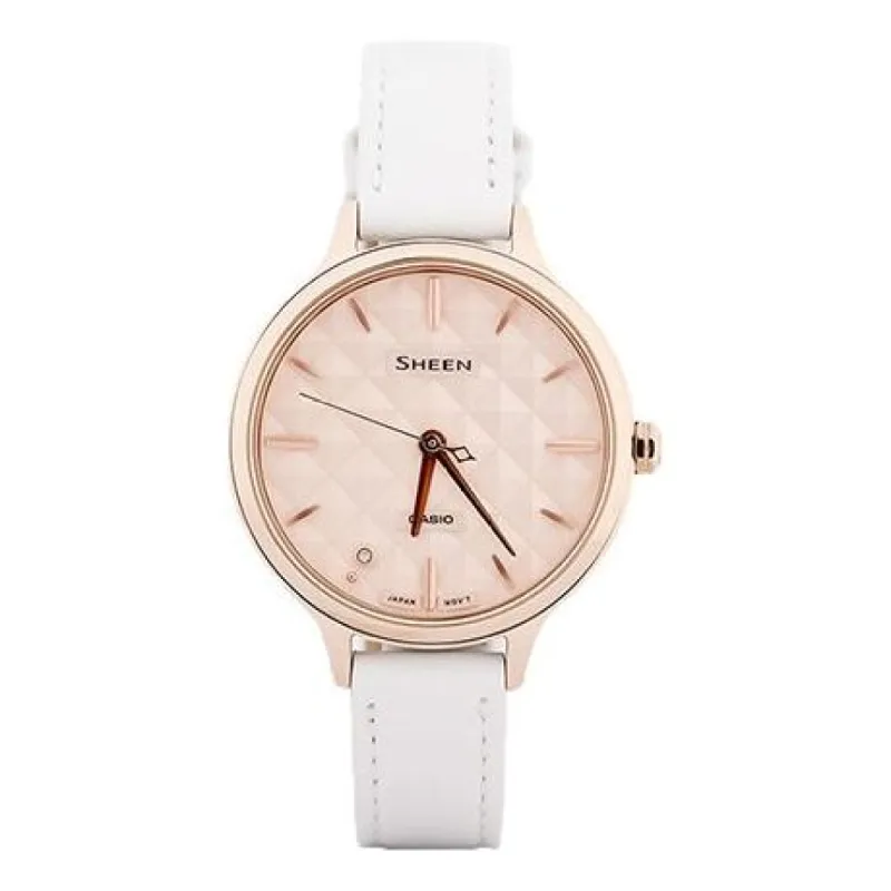 CASIO SHEEN Series Minimalistic 3D Rhombus 3D Watch Business Rose Pink Analog SHE-4545CGL-4AUPR sold by KicksCrew