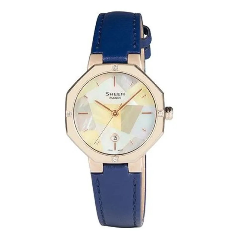 CASIO SHEEN Series Minimalistic Fashion Octagonal Dial Strap Student Casual Watch Blue Analog SHE-4543CGL-2AUPR sold by KicksCrew