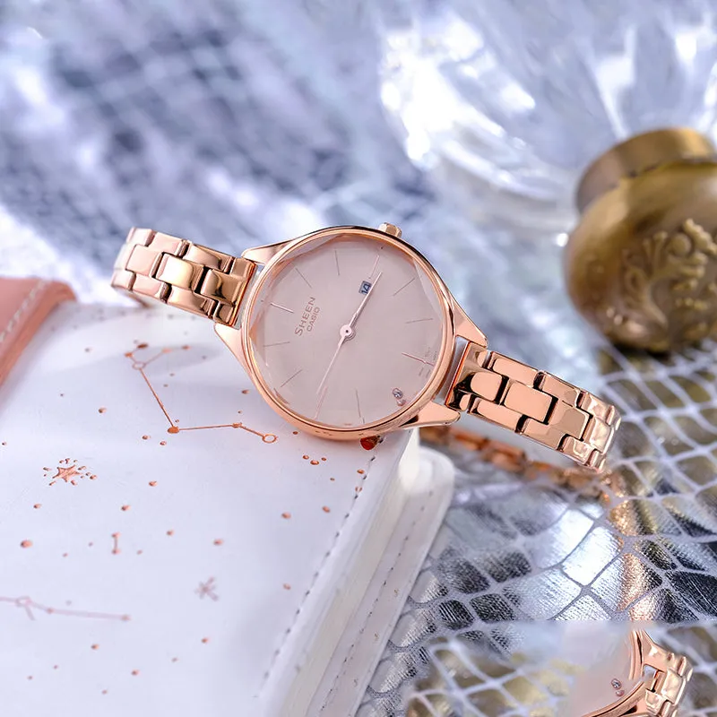 CASIO SHEEN Series Minimalistic 3D Rhombus 3D Watch Business Rose Pink Analog SHE-4062PG-4AUPR sold by KicksCrew product image thumbnail 4