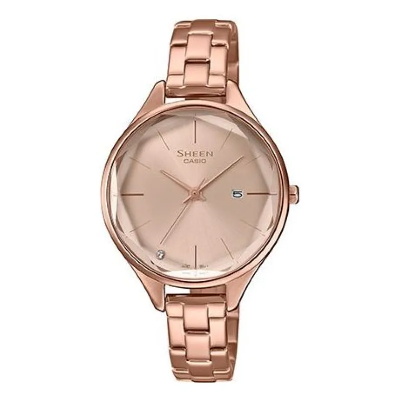 CASIO SHEEN Series Minimalistic 3D Rhombus 3D Watch Business Rose Pink Analog SHE-4062PG-4AUPR sold by KicksCrew