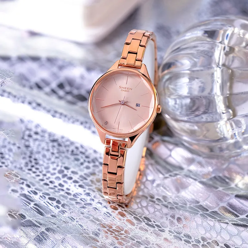 CASIO SHEEN Series Minimalistic 3D Rhombus 3D Watch Business Rose Pink Analog SHE-4062PG-4AUPR sold by KicksCrew product image thumbnail 2