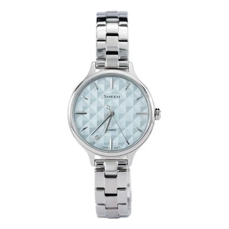 CASIO SHEEN Series Minimalistic 3D Rhombus 3D Watch Business Blue Analog SHE-4545D-2AUPR sold by KicksCrew