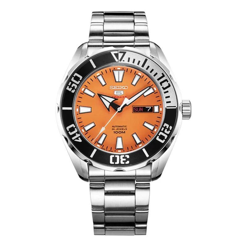 Men's SEIKO No. 5 Casual Sports Mechanical Watch Orange SRPC55J1 sold by KicksCrew