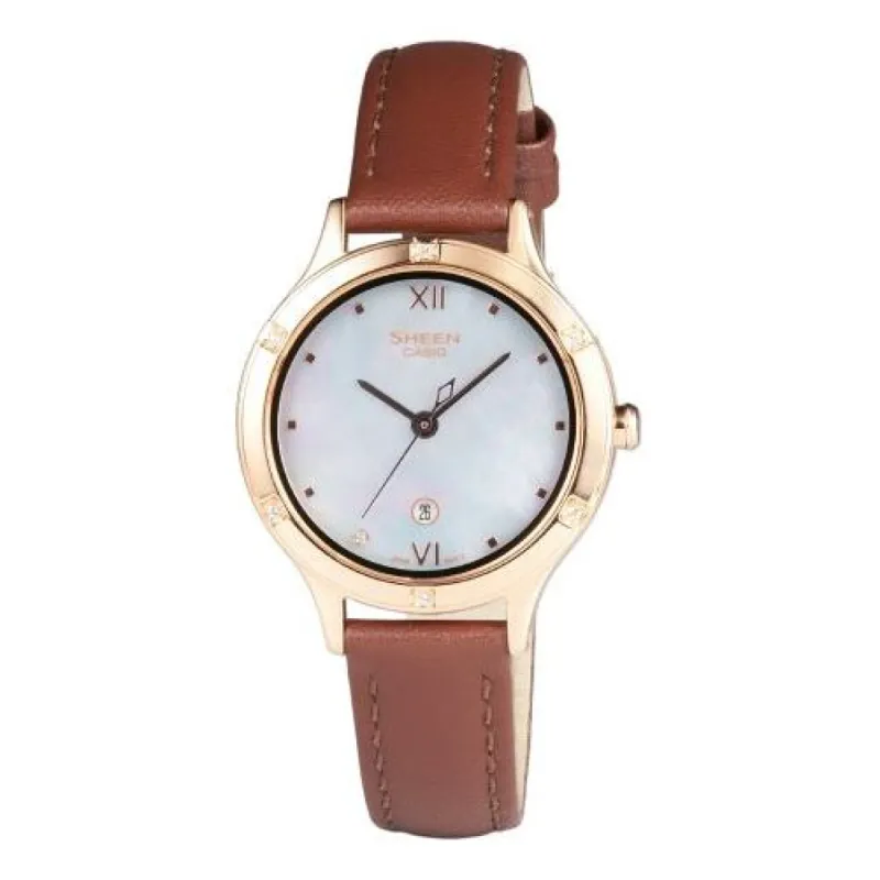 Casio Sheen Fashion Elegant Analog Watch 'Brown White' SHE-4546PGL-6AUPR sold by KicksCrew