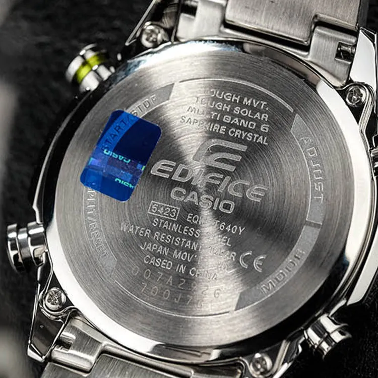 CASIO EDIFICE Solar Powered Waterproof Sports Sapphire Crystal Stainless Steel Strap Mens Silver/Green Analog EQW-T640YDB-1APR sold by KicksCrew product image thumbnail 3