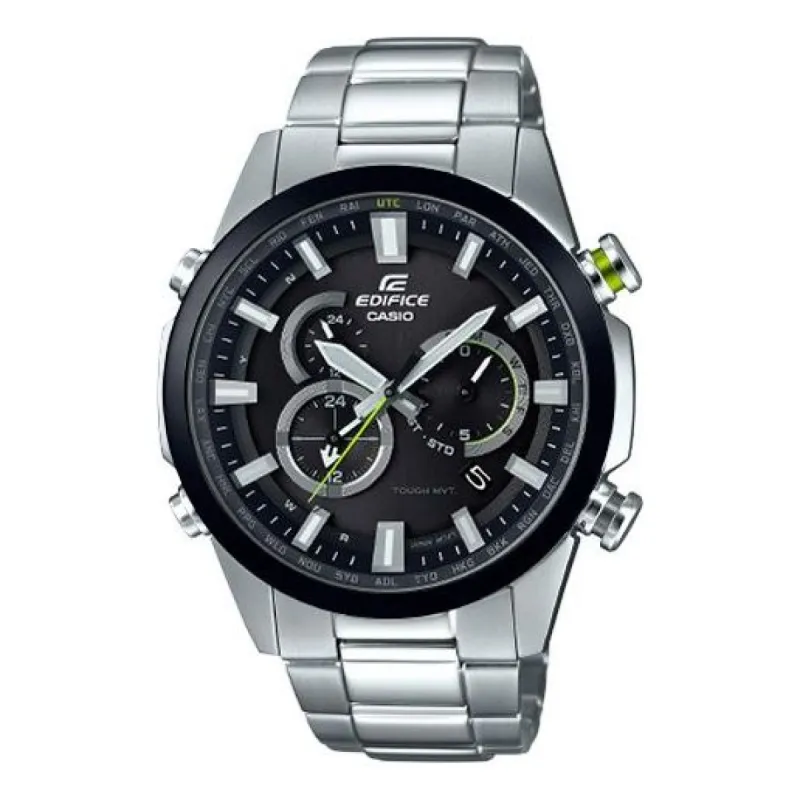 CASIO EDIFICE Solar Powered Waterproof Sports Sapphire Crystal Stainless Steel Strap Mens Silver/Green Analog EQW-T640YDB-1APR sold by KicksCrew