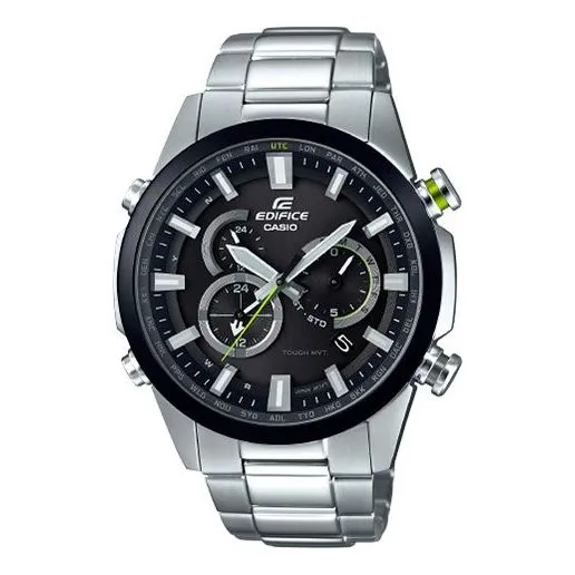 CASIO EDIFICE Solar Powered Waterproof Sports Sapphire Crystal Stainless Steel Strap Mens Silver/Green Analog EQW-T640YDB-1APR sold by KicksCrew