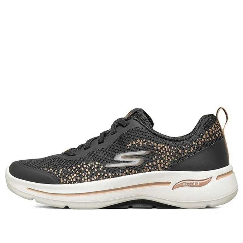 (WMNS) Skechers Go Walk Arch Fit Slip-on Shoes Black/Gold 124486-BKGD sold by KicksCrew