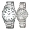CASIO STANDARD&ENTICER Series Classic Vintage Fashion Small Round Couple White/Silver Analog MTP-1183A-7B&LTP-1183A-7A sold by KicksCrew